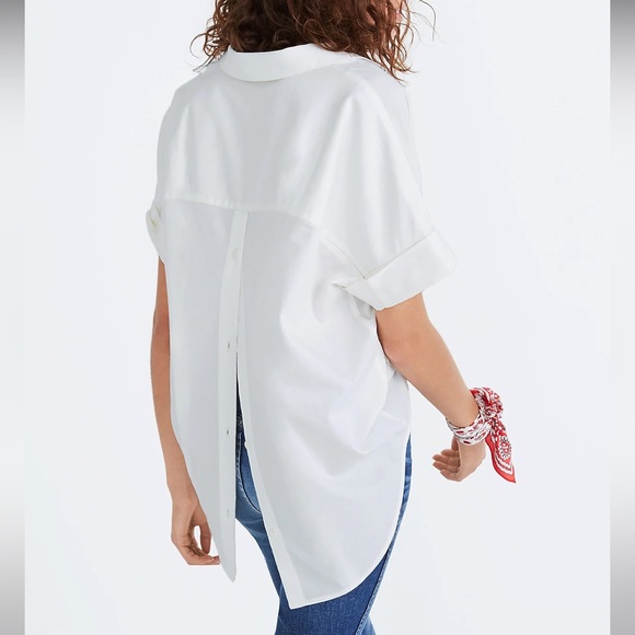 Madewell Courier Button-Back Shirt in Pure White size XXS - Picture 4 of 5